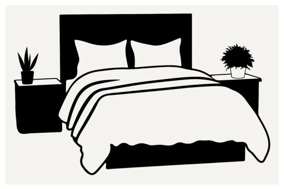 Download Modern Bedroom Interior Silhouette - Silhouette Collection