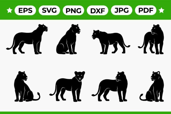 Download Standing and Alert Lioness Silhouette - Silhouette Collection