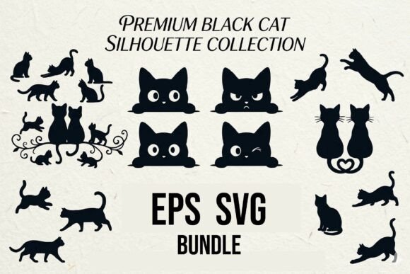 Download Cat Silhouette Vector SVG Big Bundle - Silhouette Collection