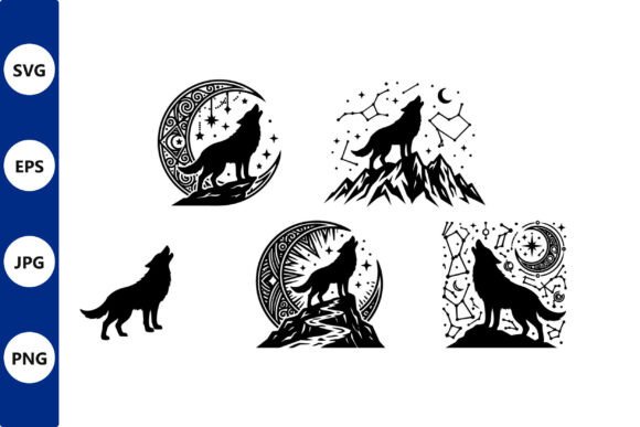 Download Moonlit Wolf Silhouette Circle - Silhouette Collection