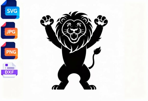 Download Roaring Lion Silhouette SVG DXF PNG JPG - Silhouette Collection
