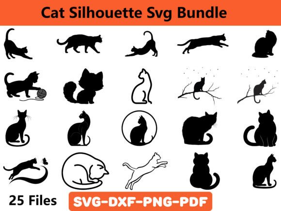 Download Cat Silhouette SVG Bundle - Silhouette Collection
