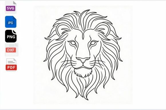 Download Lion Head SVG Line Art Digital Download - Digital download Collection